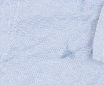 Marks and Spencer Men's Blue Polo Shirt - Medium