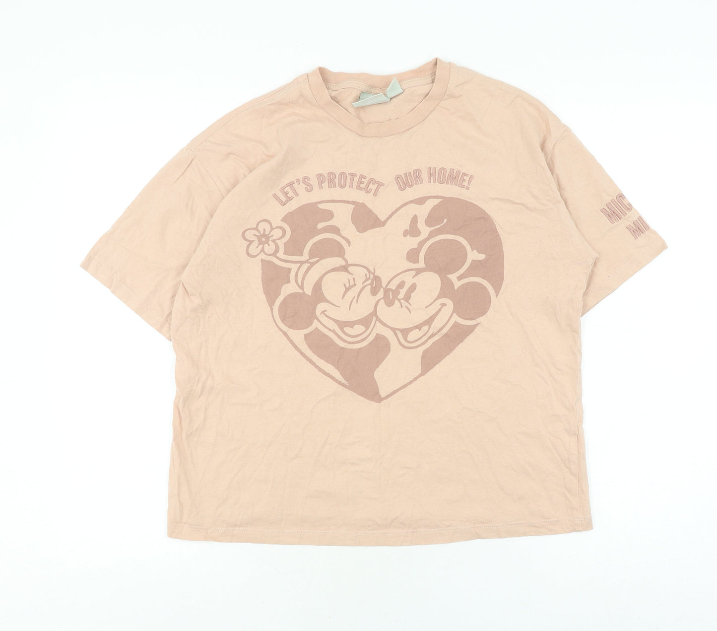 Womens UK Size XS Disney Beige Basic T-Shirt