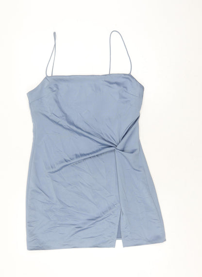 Topshop Women Blue Slip Dress Size 12 Sleeveless