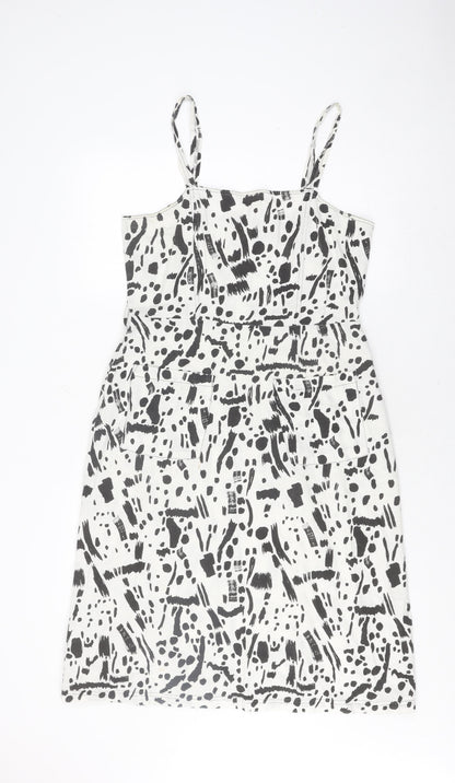 ASOS Women's Black White Animal Print Pinafore Dress UK 12