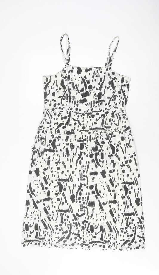 ASOS Women's Black White Animal Print Pinafore Dress UK 12