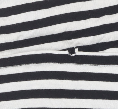 Monki Women's Black White Striped XS T-Shirt, Casual