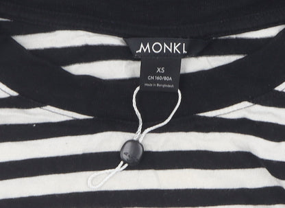 Monki Women's Black White Striped XS T-Shirt, Casual