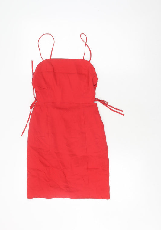 Zara Women's Red XS Slip Dress with Ruffles