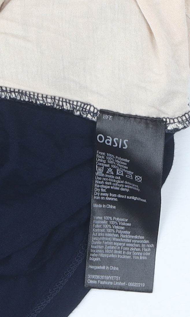 Womens UK Size L Oasis Multicoloured Cropped Blouse