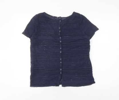 Womens UK Size 12 Fat Face Blue Basic Blouse