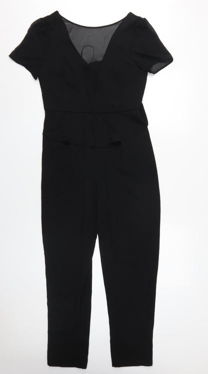 Oasis Women's Black Jumpsuit Size 10, V-Neck Elegant Style