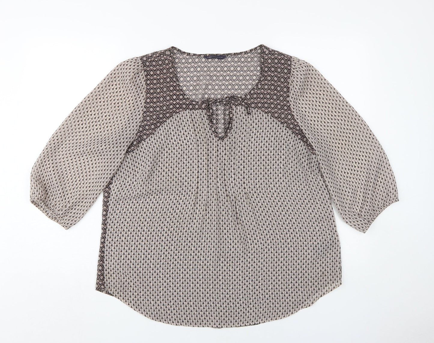 Womens UK Size 14 Marks and Spencer Beige Tunic Blouse