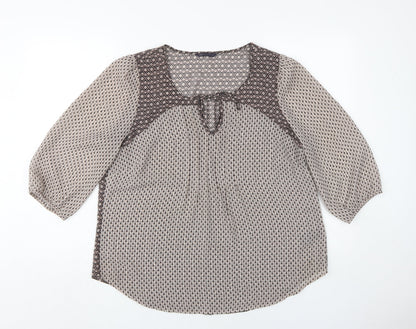 Womens UK Size 14 Marks and Spencer Beige Tunic Blouse