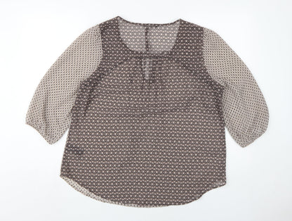 Womens UK Size 14 Marks and Spencer Beige Tunic Blouse