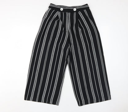 Womens UK Size 8 Topshop Relaxed Fit Wide-Leg Black Trousers