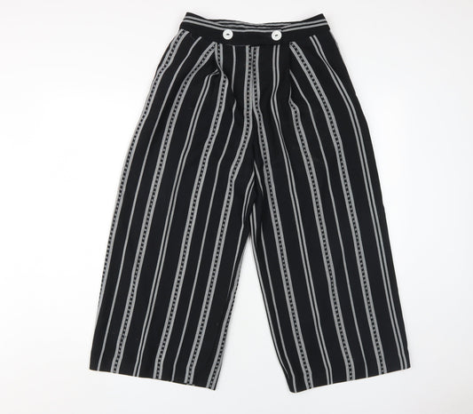 Womens UK Size 8 Topshop Relaxed Fit Wide-Leg Black Trousers