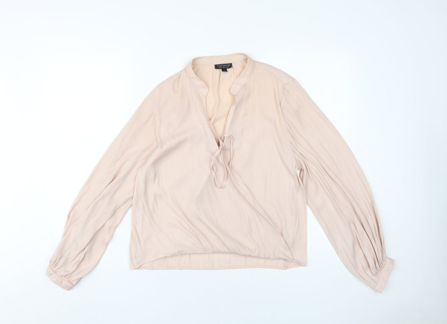 Womens UK Size 6 Topshop Beige Wrap Blouse