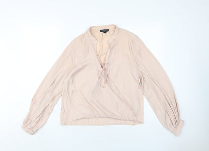 Womens UK Size 6 Topshop Beige Wrap Blouse