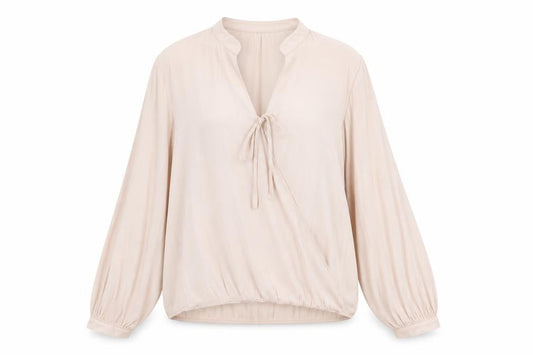 Womens UK Size 6 Topshop Beige Wrap Blouse