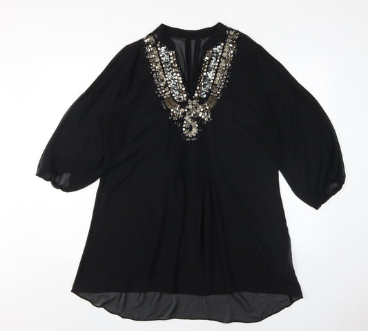 Marks and Spencer Women's Black Embroidered Dress