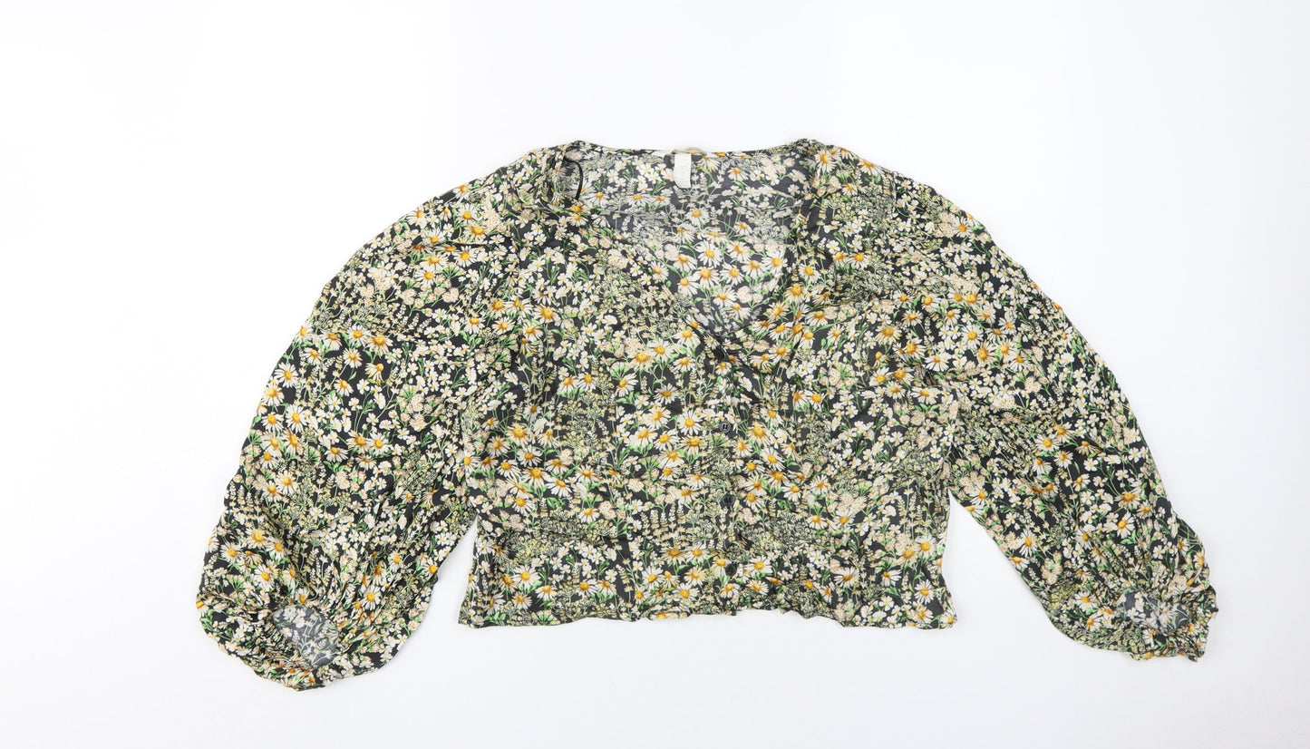 Womens UK Size L H&M Multicoloured Cropped Blouse