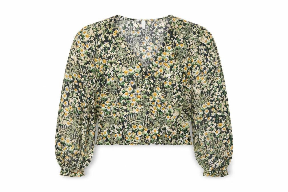 Womens UK Size L H&M Multicoloured Cropped Blouse