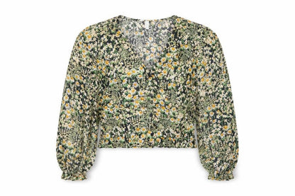Womens UK Size L H&M Multicoloured Cropped Blouse