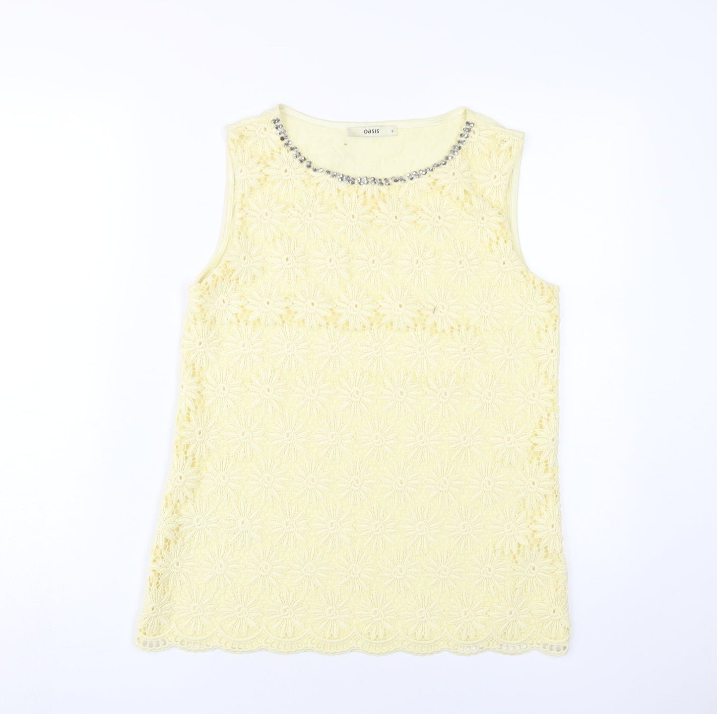 Womens UK Size 8 Oasis Yellow Basic Tank
