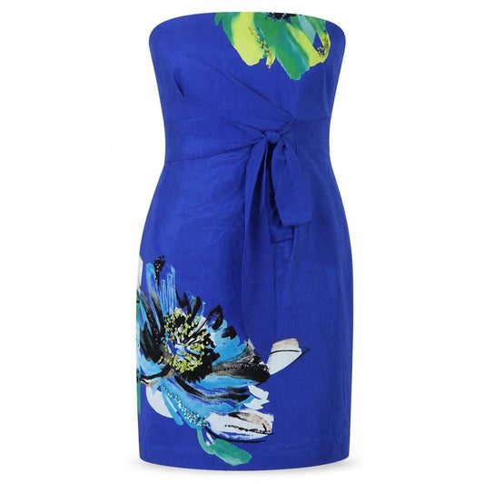 Front view of Coast Blue Silk Floral Strapless Sheath Dress 10
