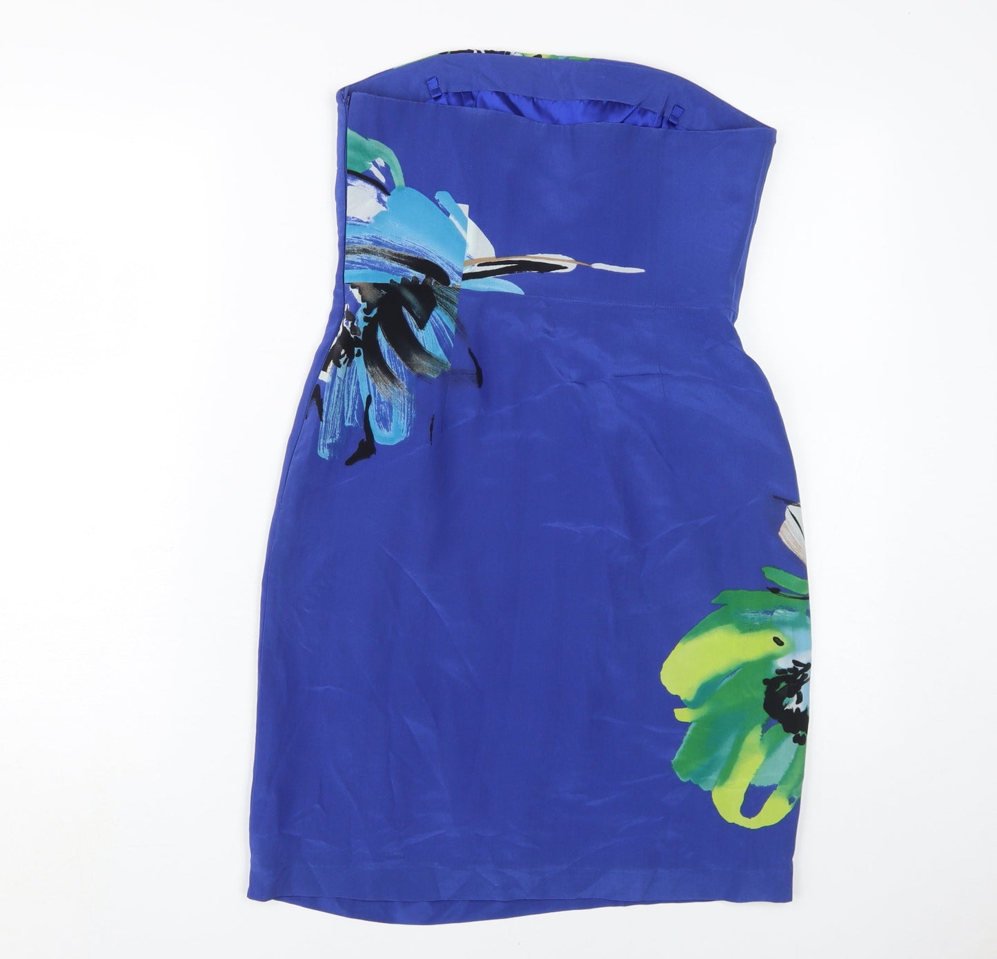 Coast Blue Silk Floral Strapless Sheath Dress 10