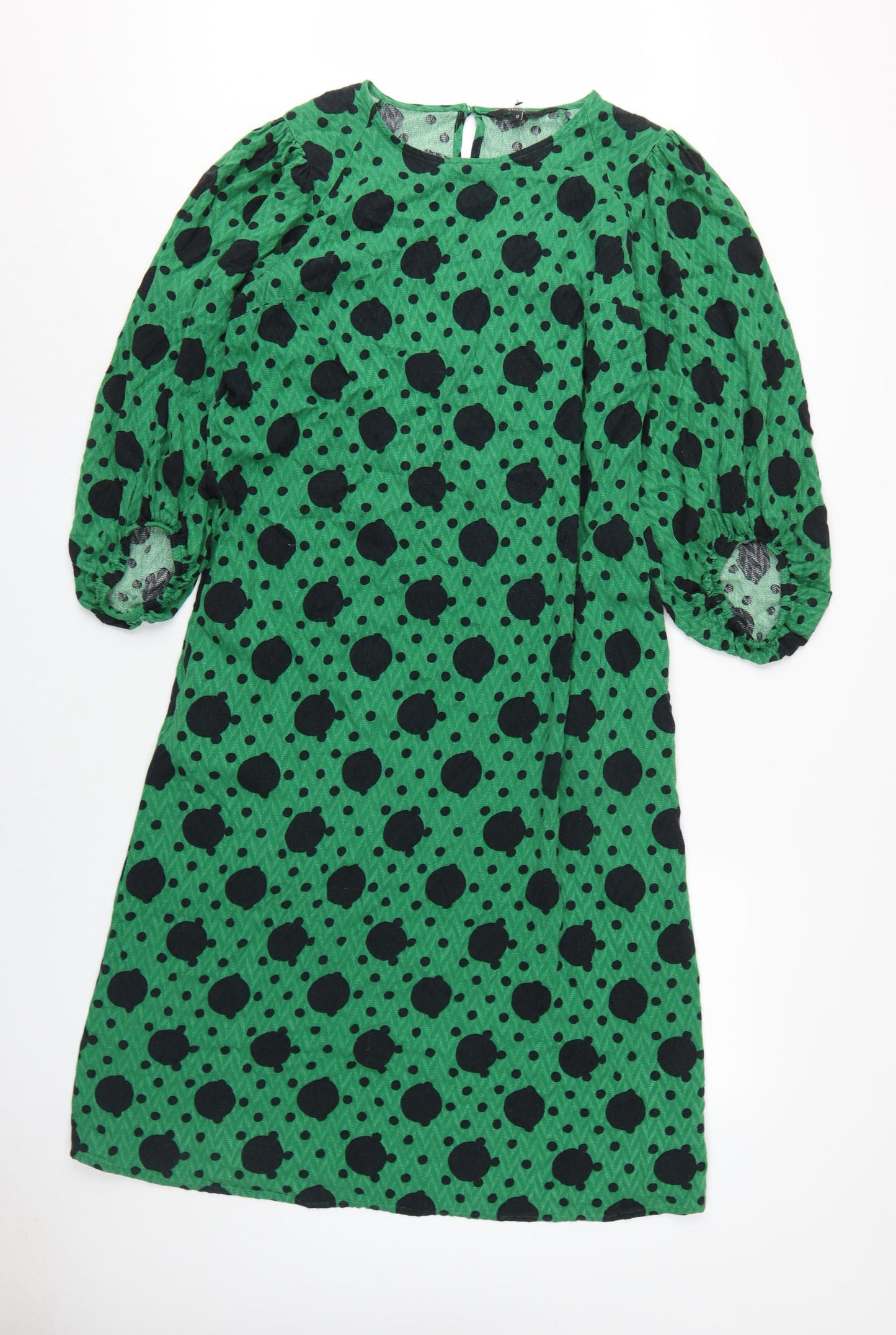 Next Women's Green Polka Dot Shift Dress, Size 12