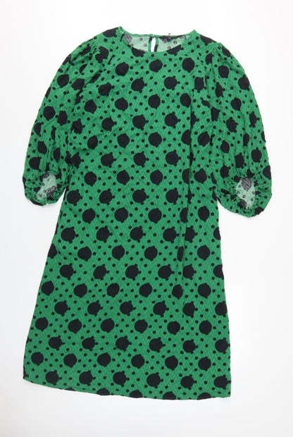 Next Women's Green Polka Dot Shift Dress, Size 12