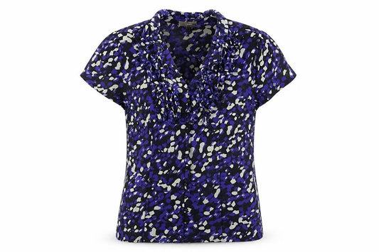 Front view of Soon Women's Blue V-Neck Blouse, size 10