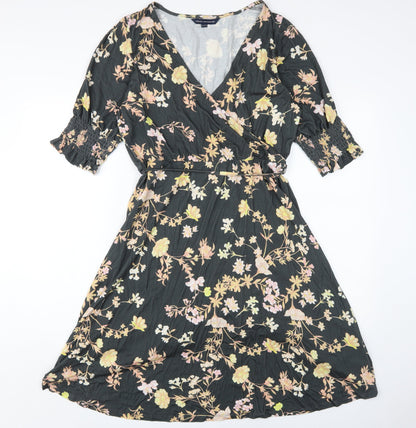 French Connection Women's Floral Wrap Dress XL Multicolour