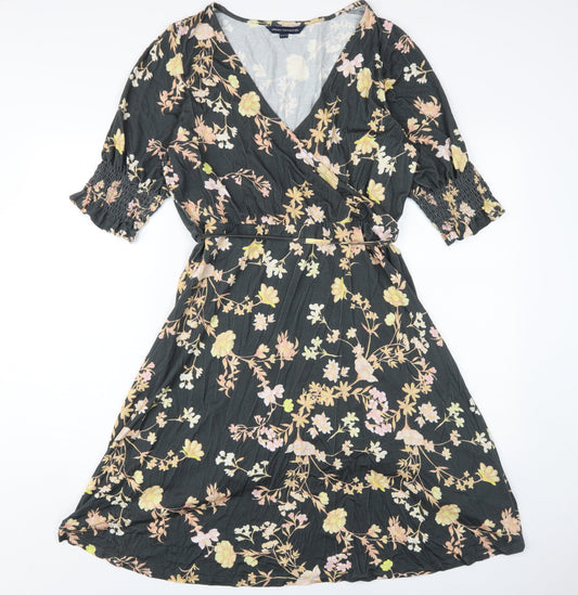 French Connection Women's Floral Wrap Dress XL Multicolour