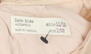 Zara Kids Beige Midi A-Line Party Dress, Age 11-12, Sparkling Delight