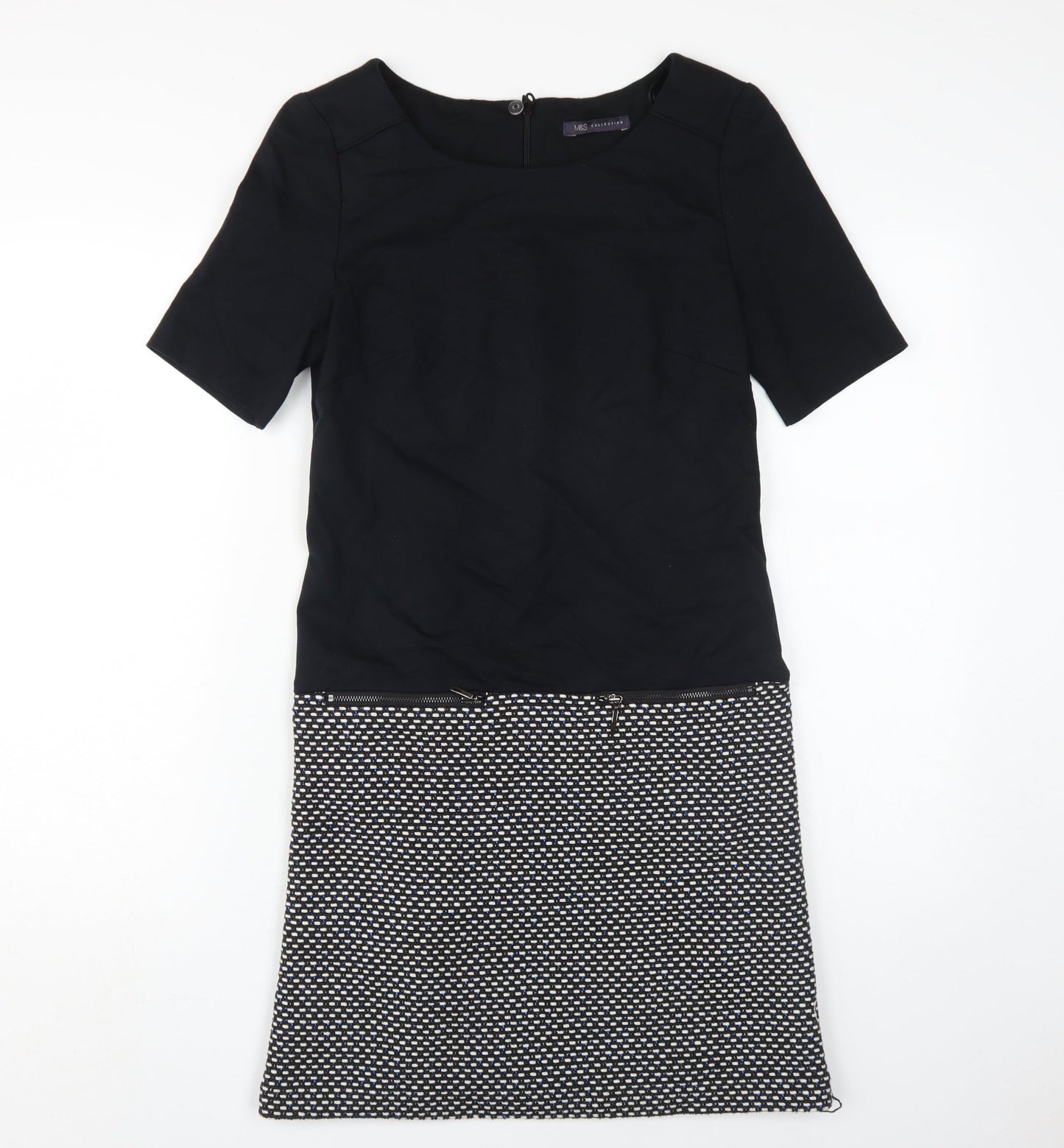 Marks and Spencer Black Knee Length Shift Dress UK 8
