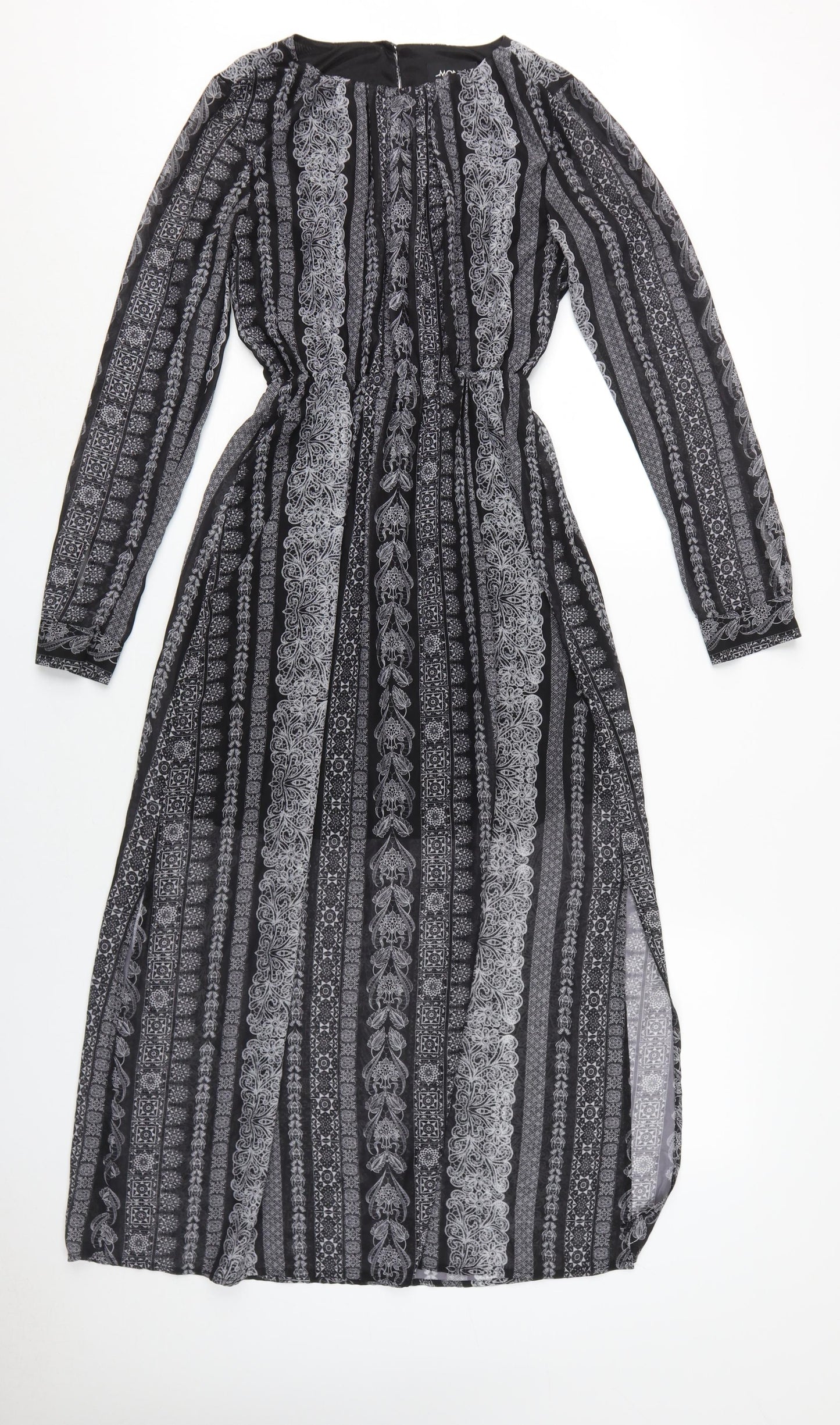 Monki Women's Black Geometric A-Line Midi Dress