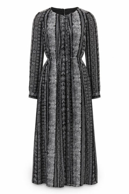 Monki Women's Black Geometric A-Line Midi Dress