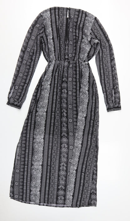Monki Women's Black Geometric A-Line Midi Dress