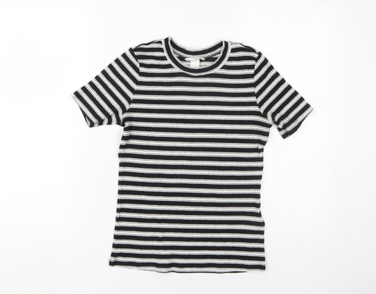 Womens UK Size S H&M Black Cropped T-Shirt