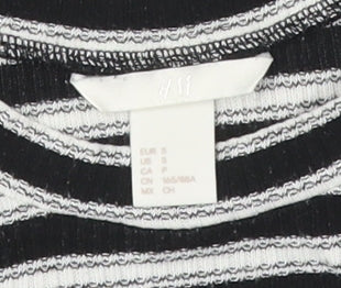 Womens UK Size S H&M Black Cropped T-Shirt