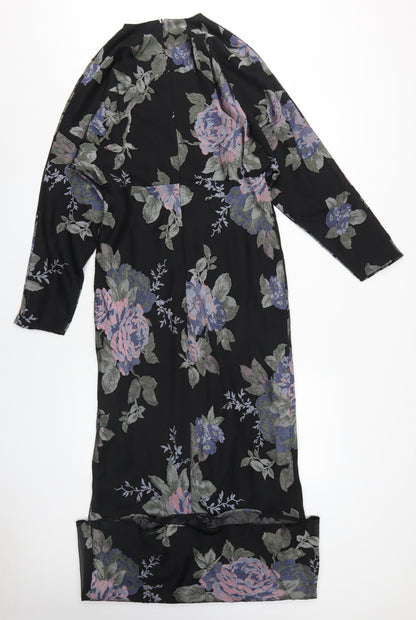 ASOS DESIGN Women's Black Floral Shift Dress - Size 12