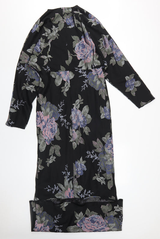 ASOS DESIGN Women's Black Floral Shift Dress - Size 12
