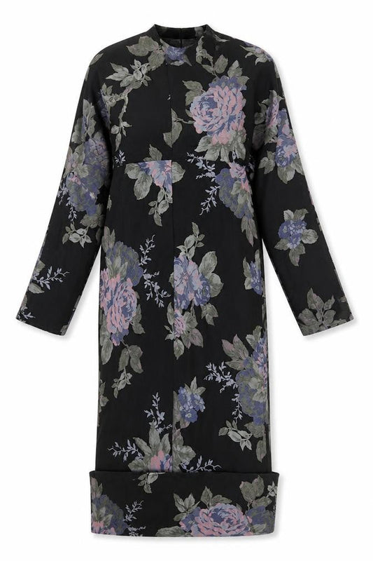 Front view of ASOS DESIGN Women's Black Floral Shift Dress -, size 12