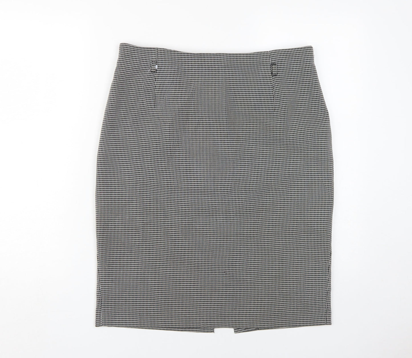 Marks and Spencer Women's Black Check Pencil Skirt 14