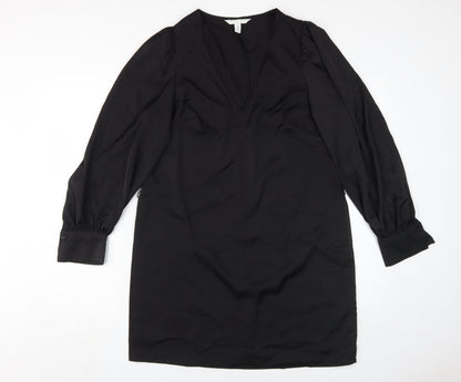 H&M Women's Black V-Neck Shift Dress Size 12
