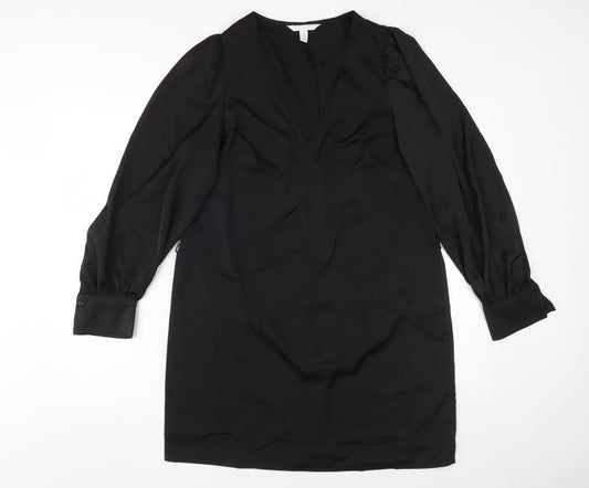 H&M Women's Black V-Neck Shift Dress Size 12