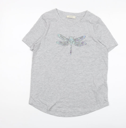 Womens UK Size XS Oasis Grey Basic T-Shirt