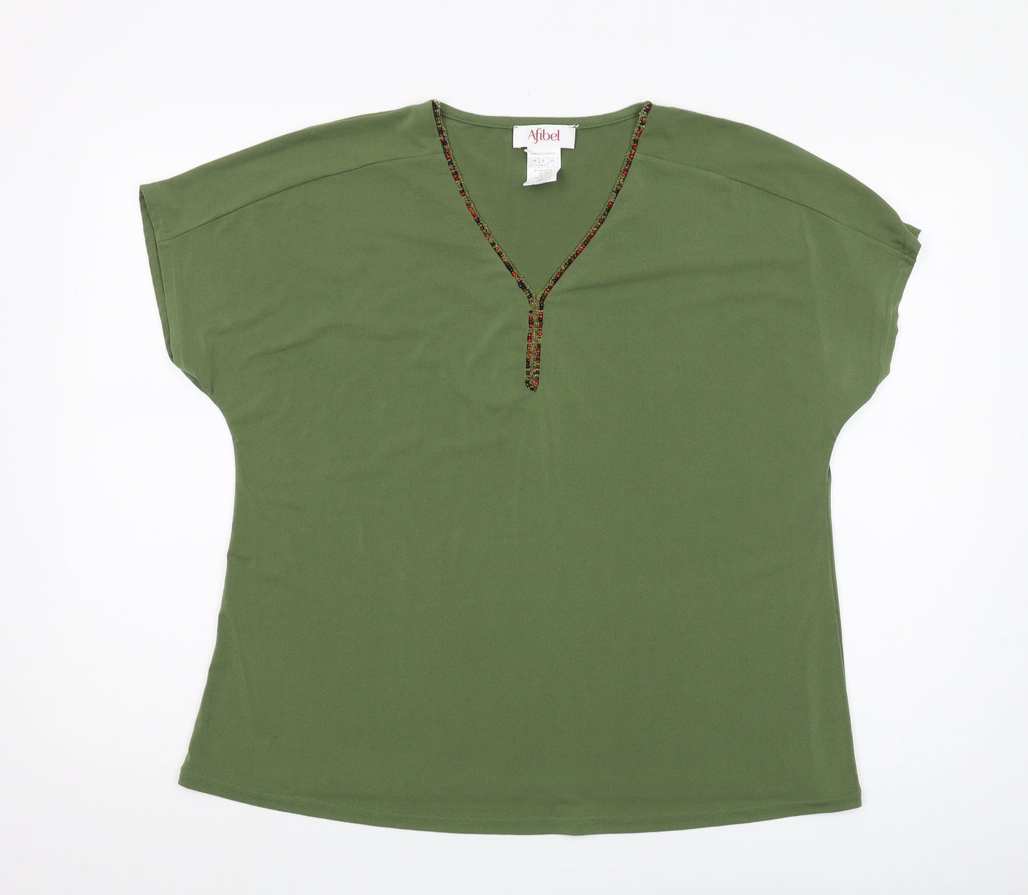 Womens UK Size 14 Afibel Green Basic Blouse
