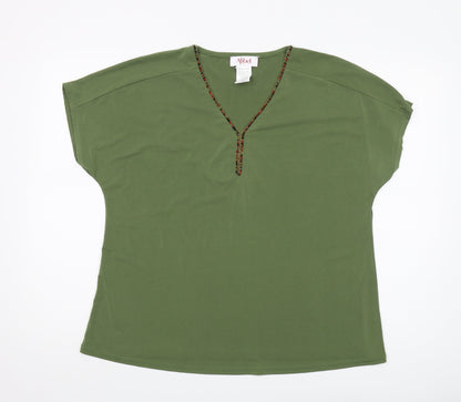 Womens UK Size 14 Afibel Green Basic Blouse