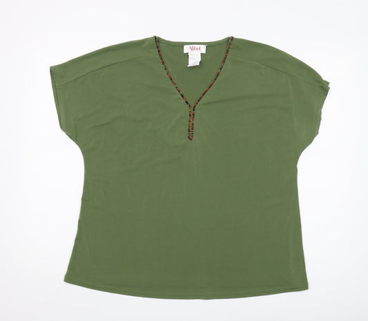 Womens UK Size 14 Afibel Green Basic Blouse