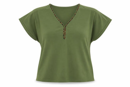 Womens UK Size 14 Afibel Green Basic Blouse
