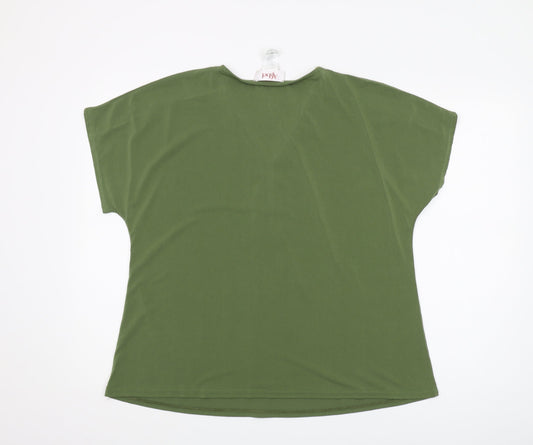 Womens UK Size 14 Afibel Green Basic Blouse